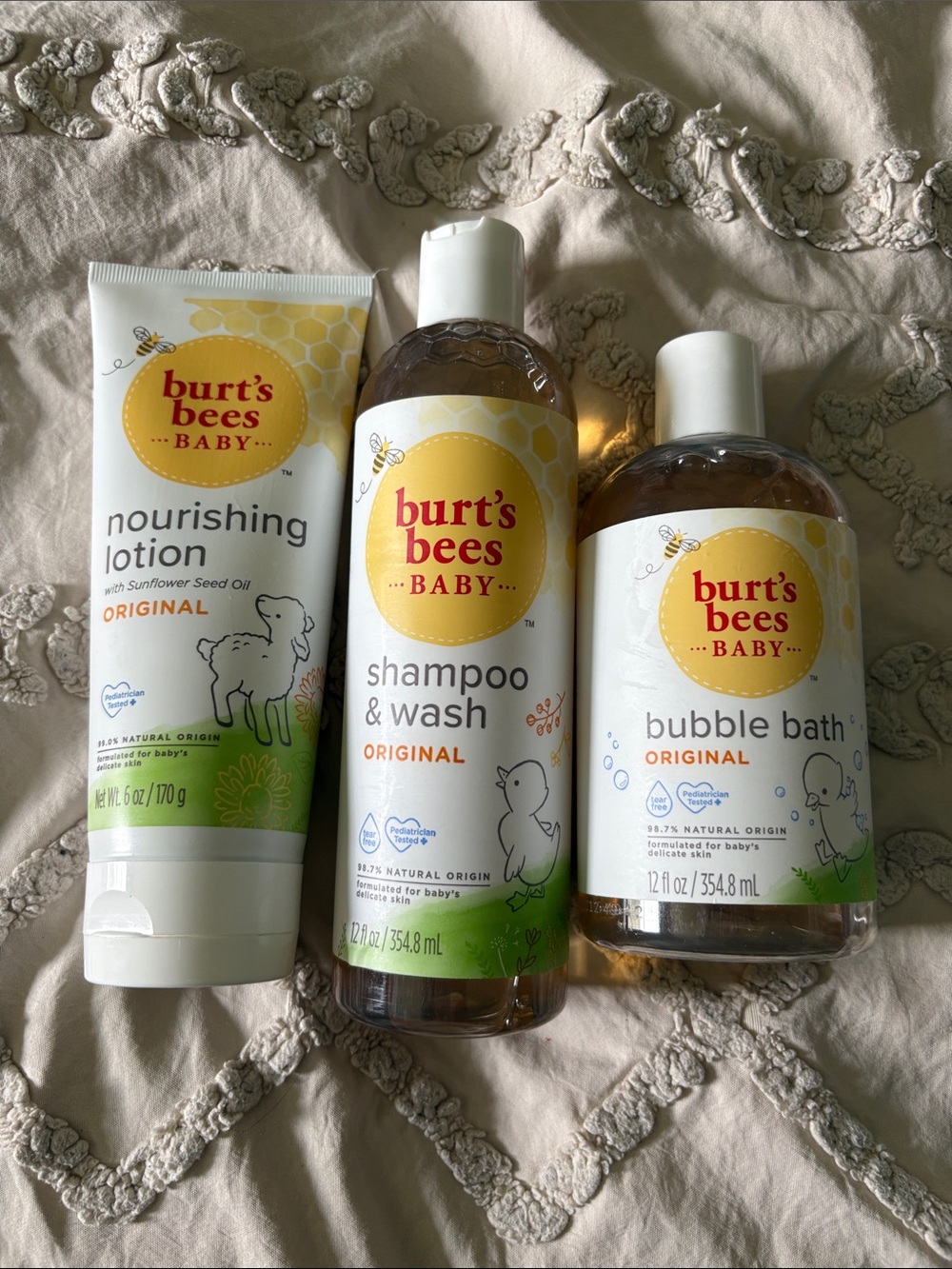 Burt's Bees Baby Original Bath Set - White, Yellow, Green